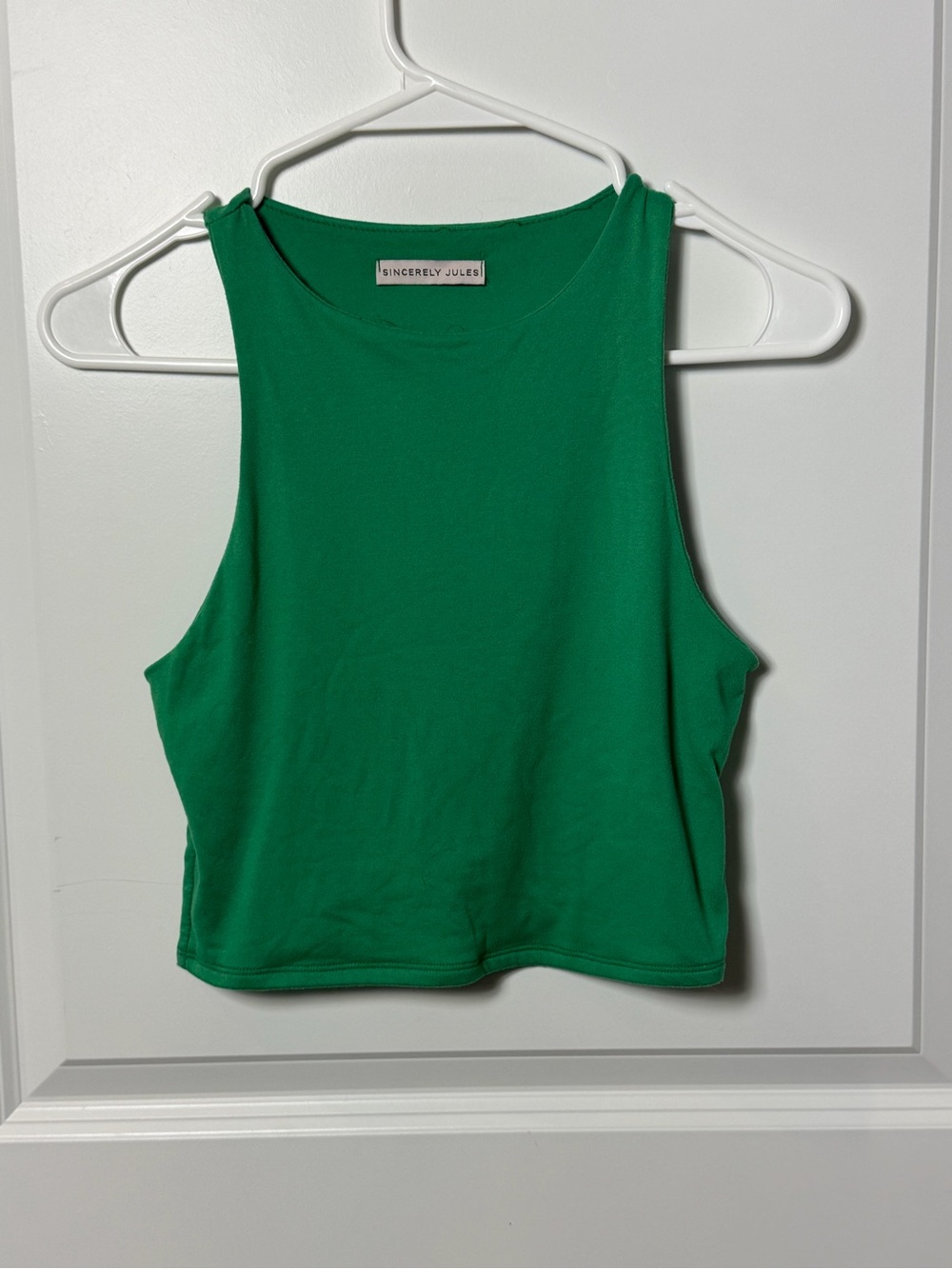 Sincerely Jules Green Sleeveless Crop Tank Top Stretchy Women’s Size S/M